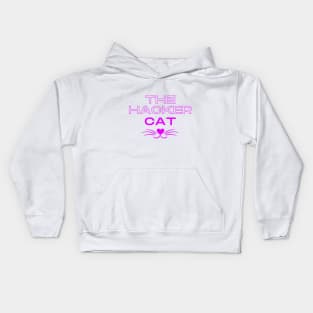 The hacker cat design with whiskers Kids Hoodie